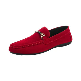 Mocassins rouges en daim pour homme