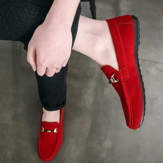 Mocassins rouges en daim pour homme