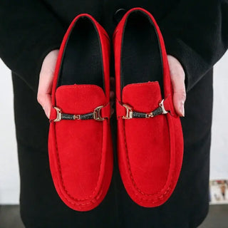 Mocassins rouges en daim pour homme