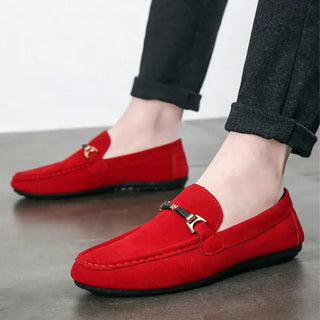 Mocassins rouges en daim pour homme