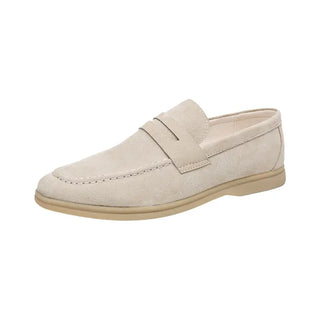 Mocassins souples en cuir suédé blanc pour homme