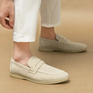 Mocassins souples en cuir suédé blanc pour homme