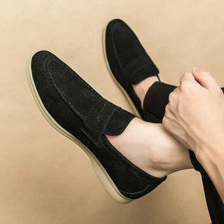 Mocassins souples en cuir suédé noir pour homme