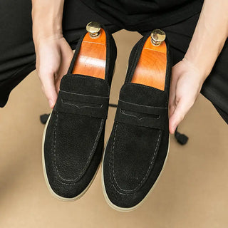 Mocassins souples en cuir suédé noir pour homme