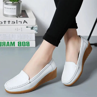 Mocassins souples en cuir blanc pour femme