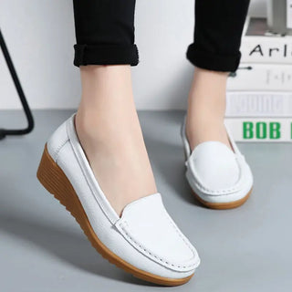 Mocassins souples en cuir blanc pour femme