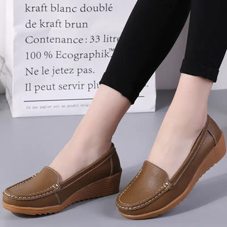 Mocassins souples en cuir marron pour femme