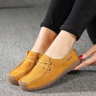 Mocassins souples tendance jaune en daim pour femme