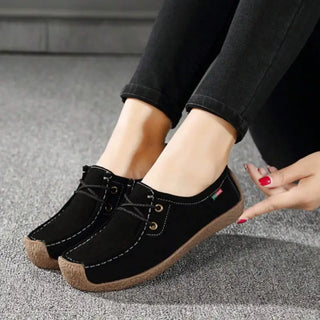 Mocassins souples tendance noir en daim pour femme