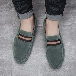 Mocassins vert kaki tendance en daim pour homme