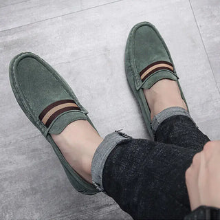 Mocassins vert kaki tendance en daim pour homme